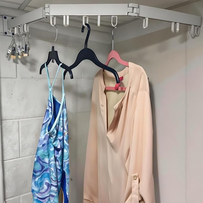 Clothes Drying Rack Wall Mounted,Space Saving Wall Drying Rack,Retractable Collapsible Tri-Fold,for Bathroom,Balcony,Outdoor lndoor with Laundry,Black