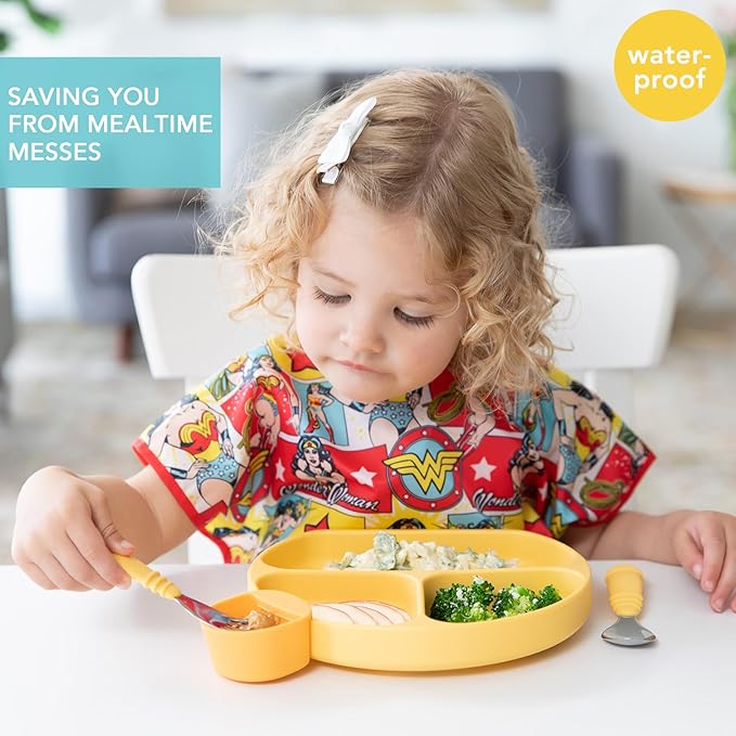 Bumkins Bibs - Toddler Bibs, Waterproof, Large for 1-3 Years, Short Sleeve