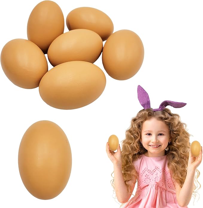 Smooth Brown Wooden Easter Eggs, Perfect for Easter Crafts, Décor and Egg Hunts, 2.3" Inches (24-Pack)