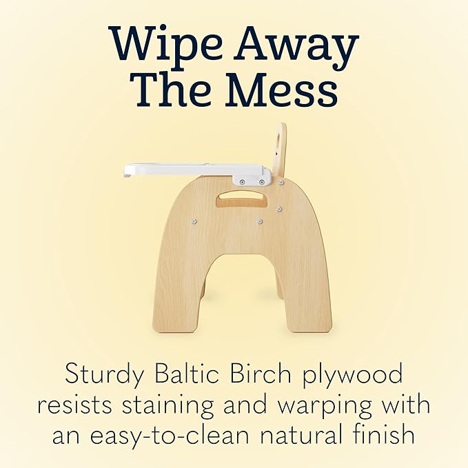 Foundations Easy Serve Low Wood Feeding Chairs Multipack, Adjustable Harness, Removable Dishwasher Safe Tray, No-Tip Base, Stackable Toddler Chairs, 2 Pack (5 inch)