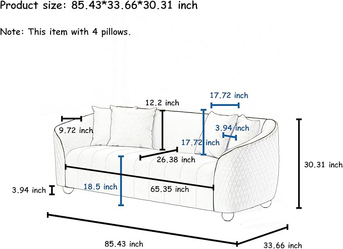 2-Piece Luxury Velvet Sofa Set for Living Room, Elegant Design Couch Set - Image 2