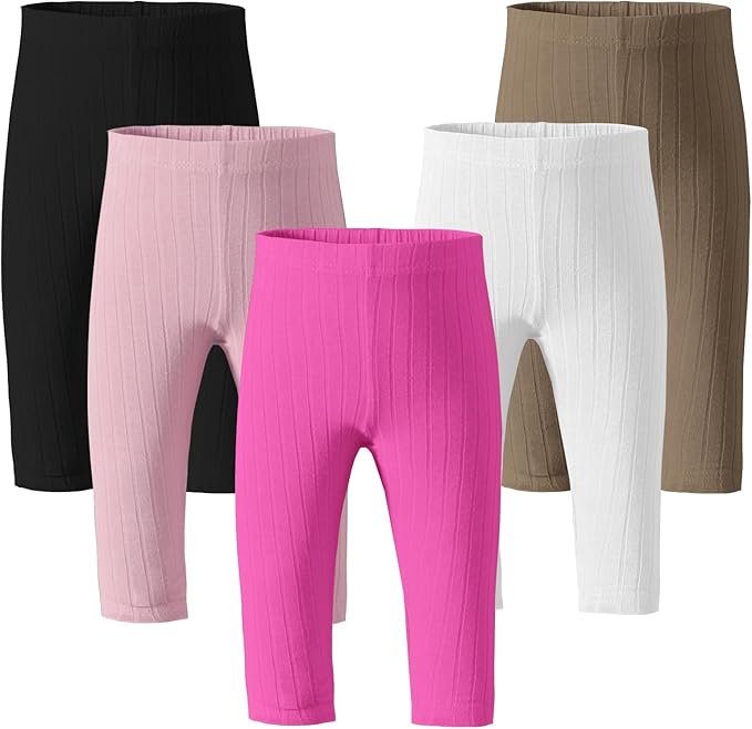 Newborn Toddler Baby Girl Pants Leggings Ribbed Straight Flare Infant Girl Pants Leggings Bell Bottoms 5 Packs