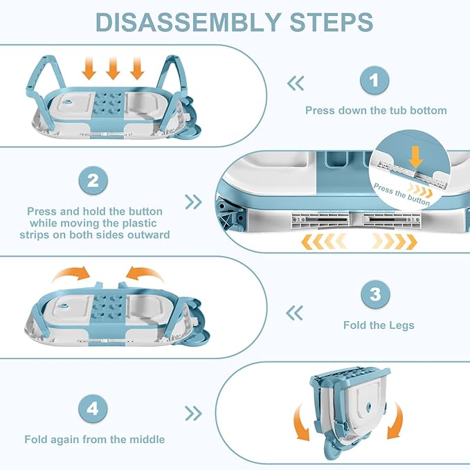 TPN Collapsible Baby Bathtub for Infants to Toddler with Real-time Temp Monitor+Floating Cushion,Foldable Baby Bath Tub Set Applicable 0-36 Month,Perfect Portable Travel Baby Tub for Newborns Boy