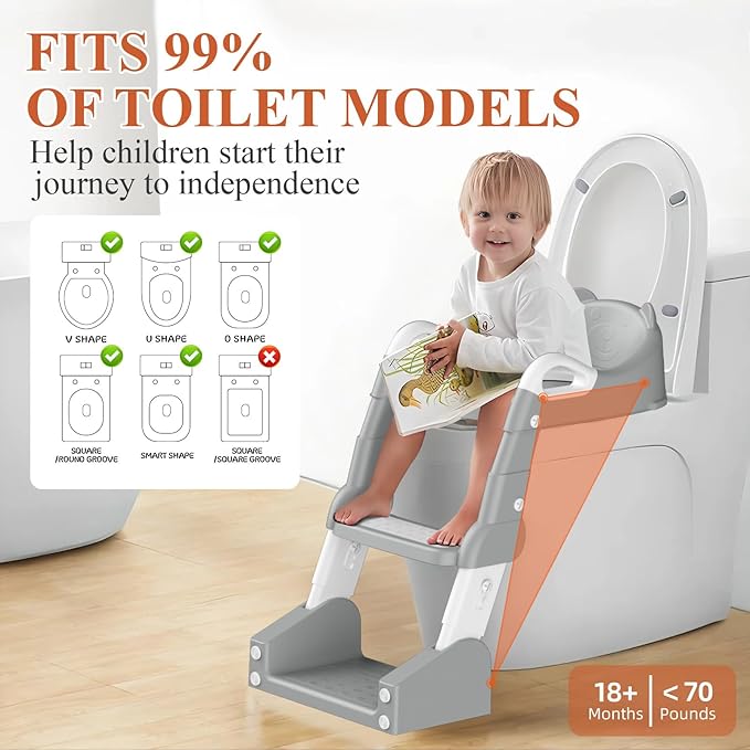 Potty Training Seat, Toddler Toilet Seat for Little Boys Girls, Potty Training Toilet with Urinals, Toddler Step Stool Ladder and Splash Guard