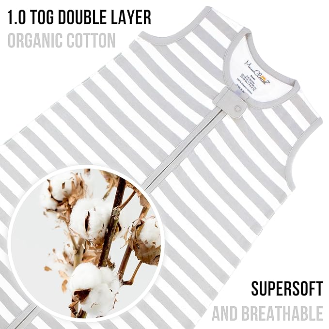 Baby Sleep Sack 1.0 TOG, Organic Cotton Baby Wearable Blanket with Two-Way Zipper, Swaddle Transition Baby Sleeping Bag, All-Season Sleep Sack for Newborn Infant Toddler Boy Girl, 2-Pack, 12-18 Month