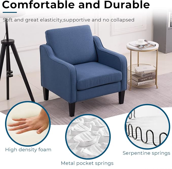 VINGLI Modern Accent Chairs Set of 2, Upholstered Sofa Chair Reading Chair - Image 3