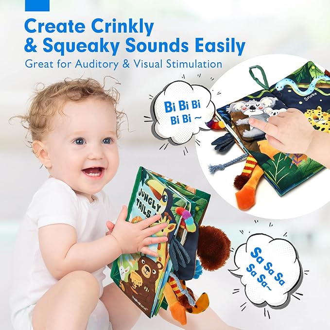 hahaland Baby Books 0-6 Months, Infant Tummy Time Toy High Contrast Sensory Toys 6 to 12 Months Touch Feel Book Babies Travel Toy Gifts for Boy Girl 0-3 Month Baby Shower Birthday Gifts (Single Book)