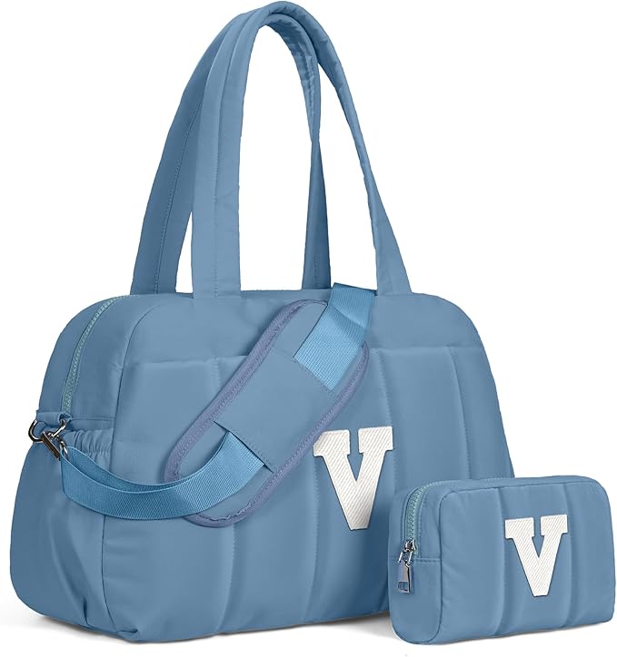 Birthday Gifts for Girl-Initial Duffle Bag, Yoga Bags for Women，Overnight Bag with Wet Pocket，Lightweight Work Bags Personalized Gym Tote with Makeup Pouch