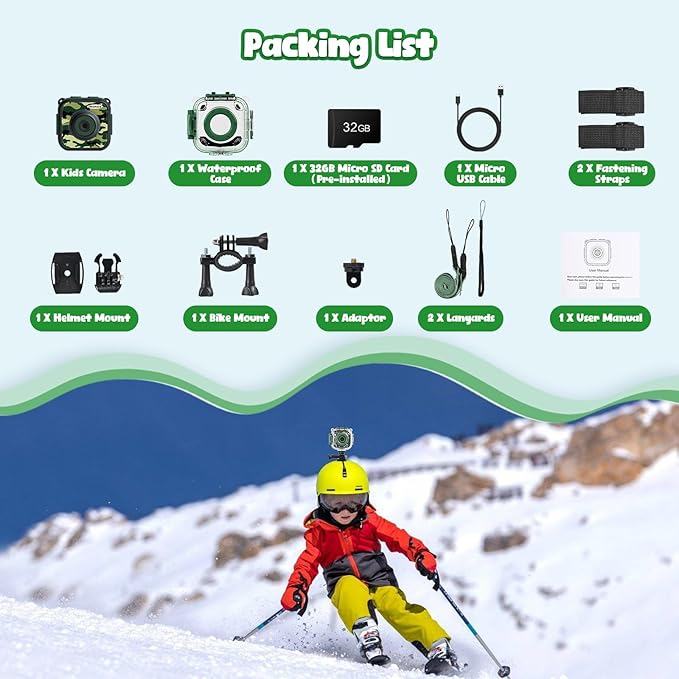 PROGRACE Kids Waterproof Camera for Boy Toys-Underwater Video Camera for Kids 1080P HD Camcorder Toy Gift Boys 3 4 5 6 7 8 9 10 11 12 Year Old Vlogging YouTube Children Digital Cameras Build-in Games