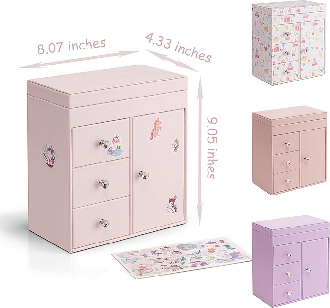 Vlando Musical Jewelry Box with Spinning Ballerina, Girls’ Jewelry Organizer for Necklaces Rings and Hair Accessories, Gift for Girls and Kids, Candy Pie