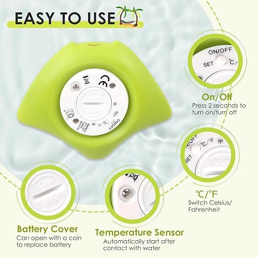 Baby Bath Water Thermometer - Floating Safety Toy for Bathtub With Temperature Warning - Room Thermometer for Infants, Toddlers, Girls, Boys, Newborn Kids
