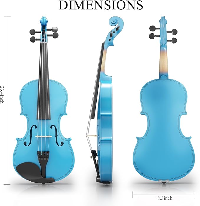 Beginner Violin 4/4, Full Size Violin for Adults, Teens, Student, Acoustic Fiddle Kit with Hard Case, Bow, Rosin, Bridge, Learners Age 12+ (Sky Blue)