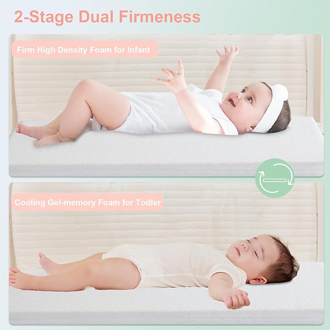 ANGELBLISS Pack and Play Mattress, 38 x 26 Pack N Play Mattress for Baby and Toddlers, Gel Memory Foam Mattress with Removable Cover, Dual Side Premium Playpen Mattress, BM-01