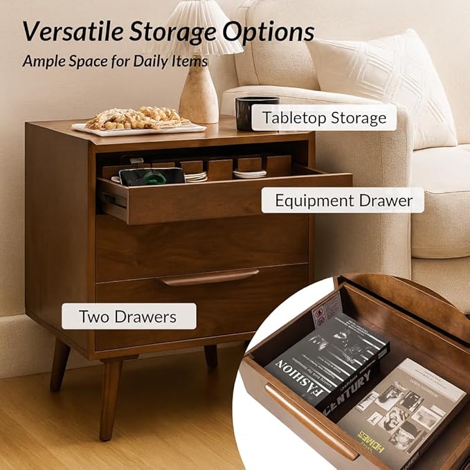 HULALA HOME 2 Drawer End Table - Image 4