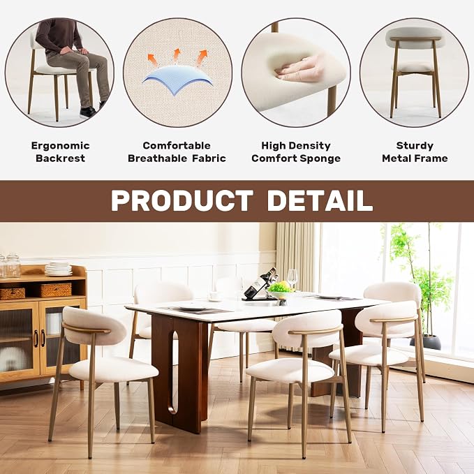 UVV Dining Chairs Set of 4, Metal Kitchen Chairs - Image 7