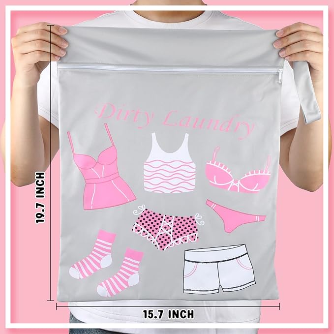 Shappy 2 Pcs Large Travel Laundry Bag Washable Waterproof Wet Dry Large Dirty Clothes Bag Bathing Workout(Dress Style)