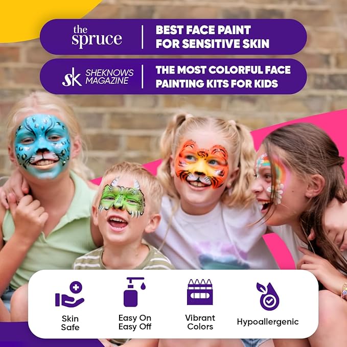 Blue Squid Face Paint Crayons for Kids - 18pcs XL Non-Toxic, Washable Body Paint Crayons - Our Face Painting Kit Makeup Sticks are Easy to Use, Safe for Sensitive Skin and Perfect for a Kids Party