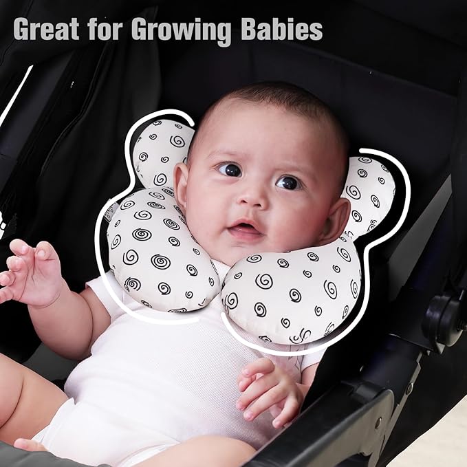 KAKIBLIN Baby Neck Pillow, Baby Head Pillow, Upgraded Travel Support Pillow for Carseat, Neck Support for Car Seat,Pushchair (Snail)