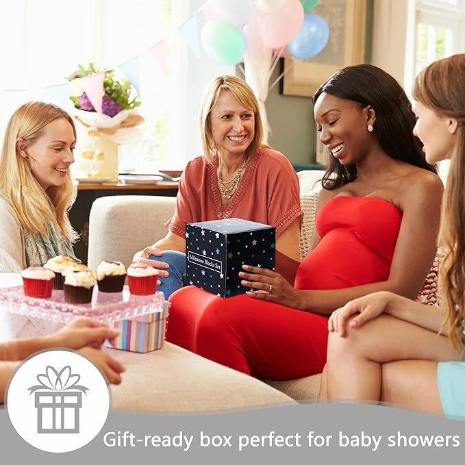 White Baby Monthly Milestone Blocks with Bag. Baby Age Blocks for Girl or Boy Baby Photo Props and Baby Shower. Month Baby Milestone Blocks with Grammatically Correct Month and Year