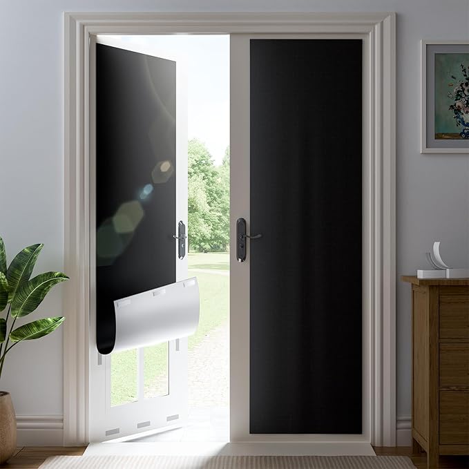 23" W x 84" L 100% Portable Blackout Curtains, Total Darkness No-Drill Black Out Window Cover,Temporary Blackout Shades with Hook & Loop Tape, for Bedroom, Nursery, Dorm, Travel (Black)
