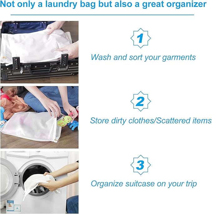 GOGOODA Delicates Laundry Bags, Fine Mesh Wash Bag for Lingerie, Underwear, Bra, Silk, Socks with Hanging Loop