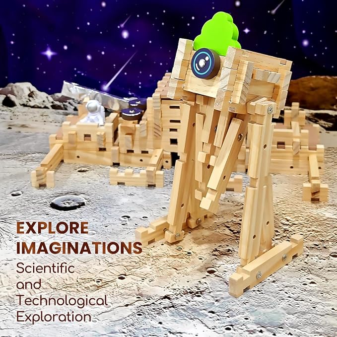 Jovi-mindly＆Notchies Wooden Blocks Train Set 101 PCS Create 40+ Shapes,Toys Educational Wooden Building Blocks Puzzles for Kids Ages 5-8 Boys and Girls,Truck/Excavator,FSC Certified,Graduate Gifts