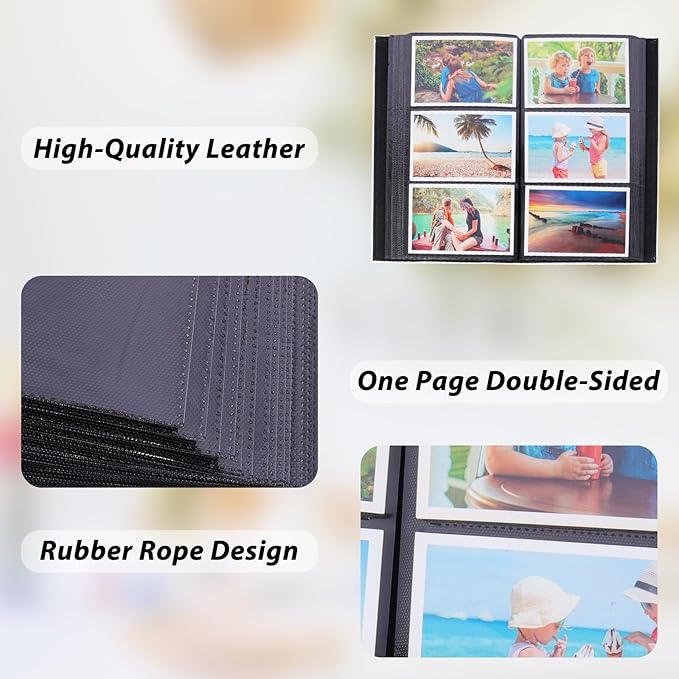 RECUTMS Photo Album 4x6 300 Pockets Photo Albums with Leather Cover for Family Wedding Baby Photo Book Holds Horizontal Pictures (Sky Blue)