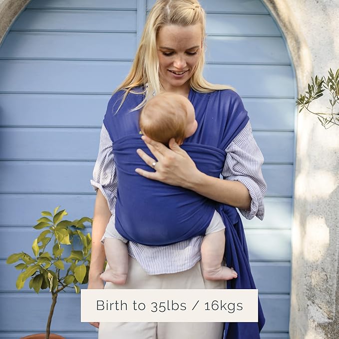 Boba Baby Wrap Carrier – Original Baby Sling Carrier for Newborns (7–35 lbs), Soft, Secure, Hands-Free & Ergonomic, Ideal for Comfortable Bonding, New Parents (Serenity Dark Blue)