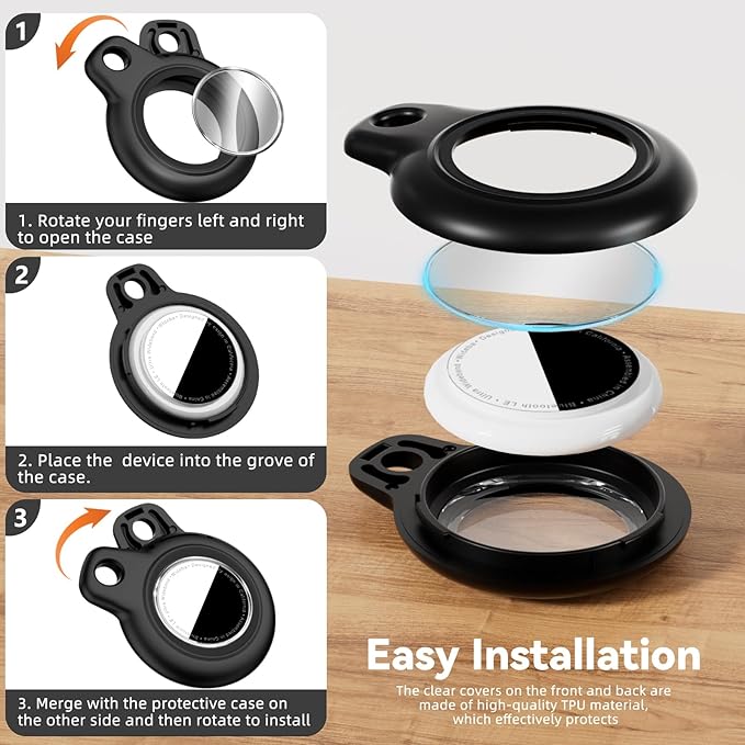 Upgrade Waterproof 2 Pack Airtags Holder with Apple Airtags Keychain, Hard PC Air Tag Case, Anti-Scratch & Shock Air tag Holder, Men's Women's Keyrings & Keychains-Black+Army Green