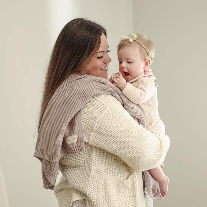 Heritage Knit Organic Swaddle Blanket for Girls - 100% Soft Luxury Cotton Knit Receving Swaddler - Warm Cozy Crib Swaddling Blanket for Newborns Infants & Toddler (0-2Yrs - Dreamy Lilac)