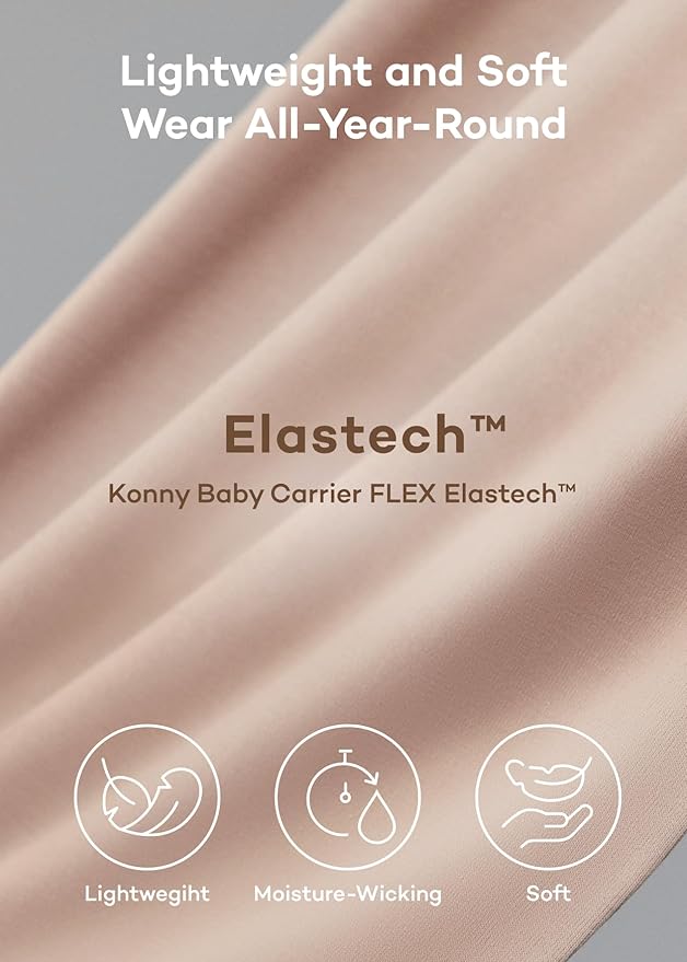 Konny Baby Carrier Flex SoftBreeze with Head Support - Adjustable, Easy to Wear Baby Wrap Sling, Perfect for Newborn Babies Essentials up to 44 lbs (XS-XL) - Beige
