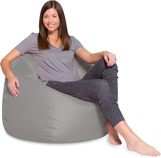 Posh Creations Bean Bag Chair for Kids, Teens, and Adults Includes Removable and Machine Washable Cover, Solid Gray, 48in - X-Large