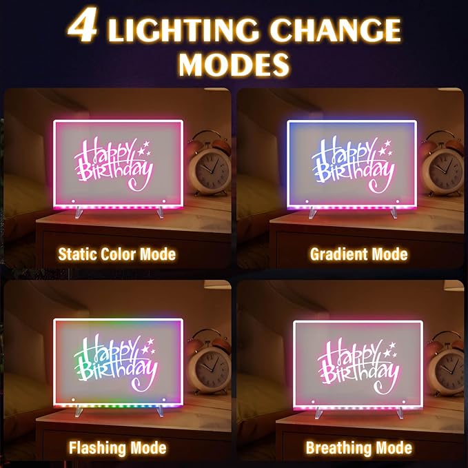 Dolanus LED Drawing Board for Kids - Doodle Glow, lumiboard, Note Board with 7 Colors 4 Modes Lights, Birthday Gift for 8 9 10 11 12 Year Old Girls Kids Teen Boys, Include Adapter, 7 Markers