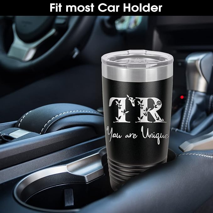 Personalized Tumblers Custom Travel Coffee Mug, Insulated Stainless Steel Cup with Spill-Resistant Lid, Optional Spill-Proof Lid and Stainless Steel Straw! Engraved in USA by iProductsUS (Black, 20oz)