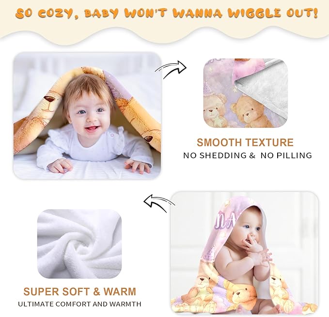 Ship Next Day, Personalized Baby Blanket – Printed in USA, Custom Baby Blanket for Boys & Girls, Baby Blanket with Name, Baby Shower, Easter, Christmas, Birthday Newborn & Toddler Gifts, Baby Gifts