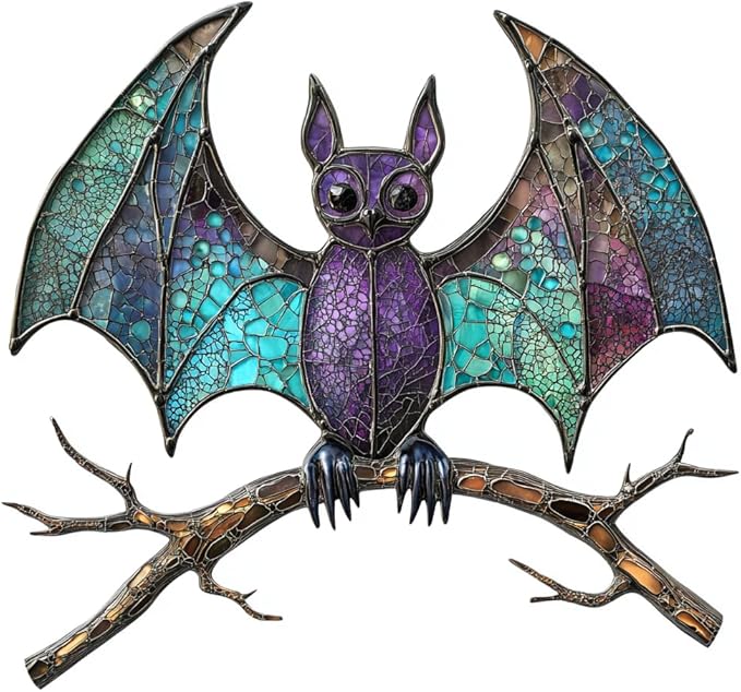Wooden Puzzles for Adults,Stained Glass Bat Puzzles -Animal Wooden Puzzles,Unique Irregular Fun Challenging Jigsaw Puzzles Gifts，Perfect Family Games,11.2 * 10.6inch