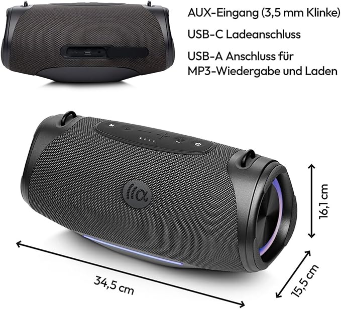Portable Bluetooth Speaker,IPX7 Waterproof 80W Loud Stereo Sound Wireless Outdoor Speaker for Pool,Shower,Camping Bike Use,8H Playtime