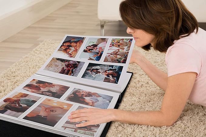 RECUTMS Photo Album Self Adhesive Magnetic DIY Scrapbook 60 Pages 13.3 x 13.4 (Inches) Accommodate 8X10 6X8 5X7 4X6 Photo Wedding Album Memory Book(Black)