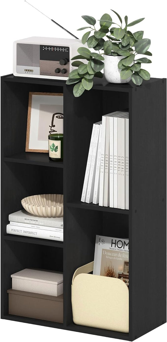 Furinno Luder 5-Cube Reversible Open Shelf, Blackwood