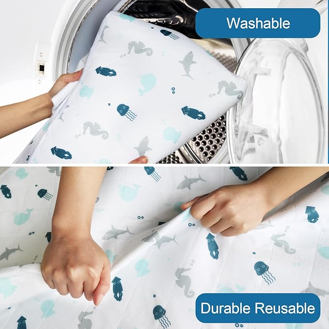 Incontinence Bed Pads 2 Pack, Bed Pads Washable Waterproof, Pee Pads for Kids, Adults, Elderly, and Pets, Bed Wetting Pads for Twin and Toddler Beds, Reusable Puppy Pads, Non Slip and Easy to Change