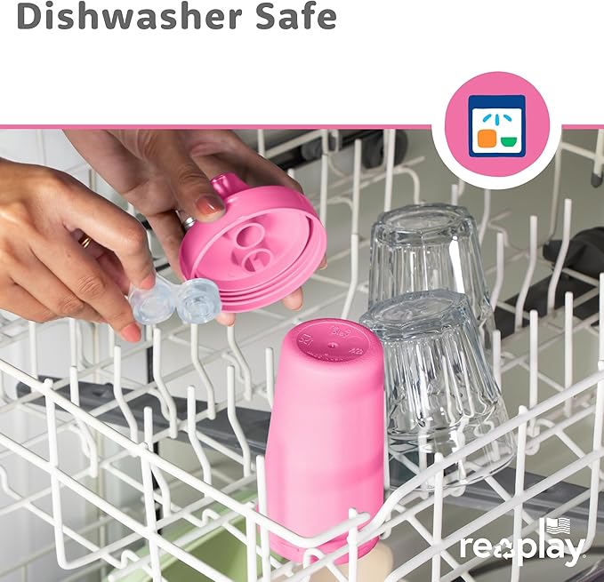 Re-Play Sippy Cups for Toddlers - 10 Oz. Reusable Spill Proof Cups for Kids, Dishwasher/Microwave Safe - Made in USA - Set of 4-3.13" x 6.25" - Mermaid