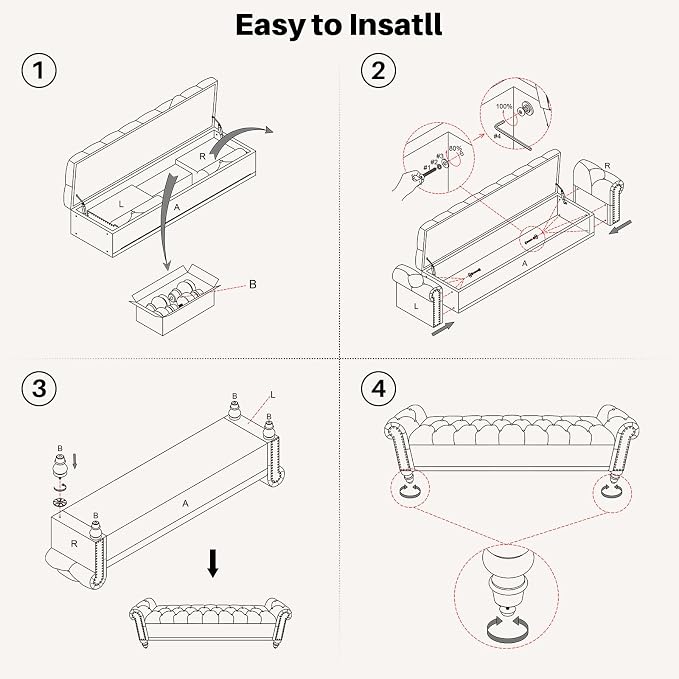 SOFTHION Storage Bench for Bedroom, Upholstered Linen Storage Ottoman - Image 7
