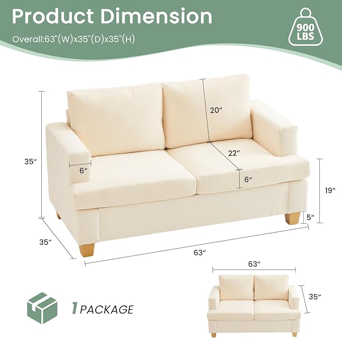 YOUDENOVA Sofa, 3 Piece Set Comfy Sofa, Loveseat & 2 3-Seater Couch - Image 3
