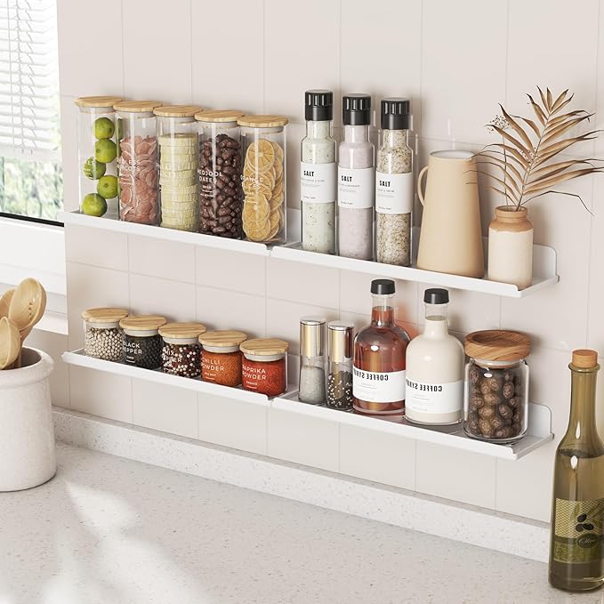 Lifewit Floating Shelves for Wall, 12 Pack White Acrylic Shelf 15" Room Decor for Bookcase/Vinyl Record Display/Photo/Picture in Bedroom, Living Room, Bathroom, Kitchen Storage and Organization