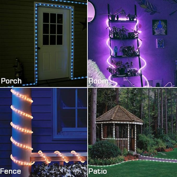 OMIKA 120 LED Rope Lights Plug in, 40ft 16 Colors Changing Outdoor String Light Waterproof with Remote Timer Twinkle Lights for Wedding Garden Patio Party Indoor Outdoor Decor(132 Modes)