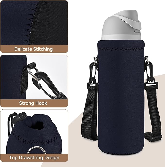 AUPET Water Bottle Bag Carrier,24oz/32oz Insulated Neoprene bottle Sling Holder Case Pouch Cover for 1000ML/750ML Bottles with Shoulder Strap for walking