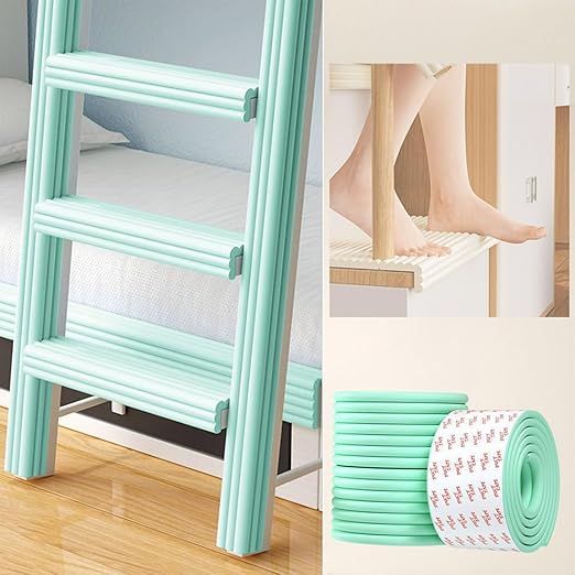Bunk Bed Ladder Pads,Traction Treads for Stair Steps,Soft Extra-Wide Edge Protector,Self-Adhesive Bunk Bed Ladder Cover Foam Padding,Furniture 16.5 Ft Light Green