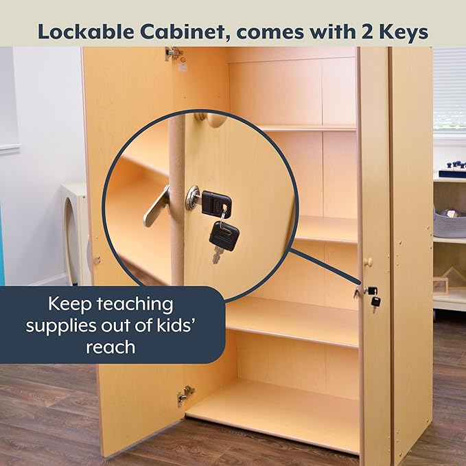 Angeles Value Line Teacher's Storage Cabinet, Classroom Shelves and Daycare Furniture, Lockable Storage Cabinet, 36" L x 19" W x 63" H