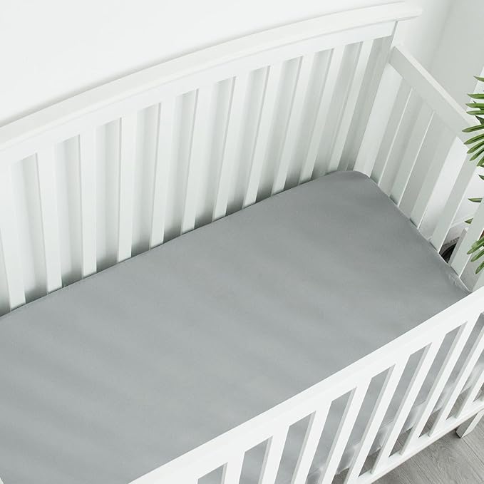 Crib Sheets 4 Pack for Baby Boys & Girls, Neutral Crib Sheet Fitted 52'' x 28'' for Standard Crib & Toddler Mattress, Ultra Soft Material Baby Sheet, Grey Leaf