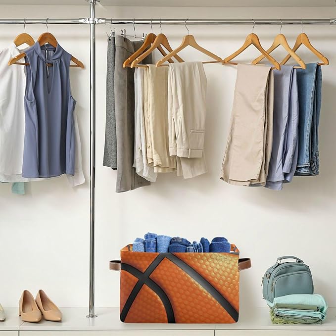 Storage Basket Bin Basketball Organizer Basket Collapsible Shelf Basket Cube with handle for Nursery Bedroom Bathroom, one sizex1